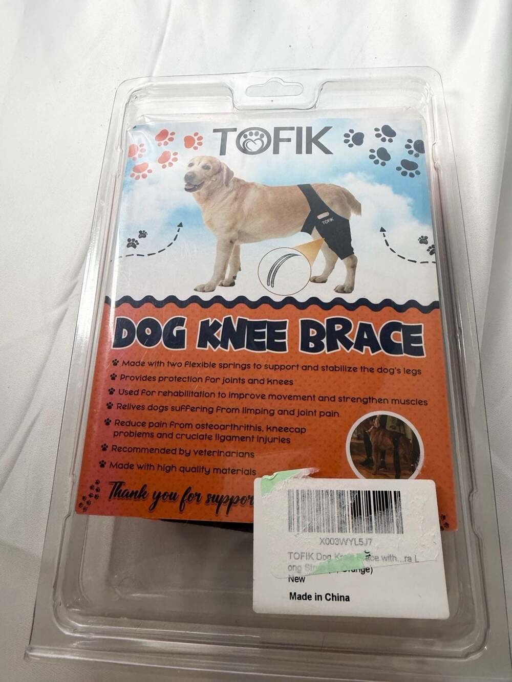 TOFIK Dog Knee Brace with Spring Support and Adjustable Straps